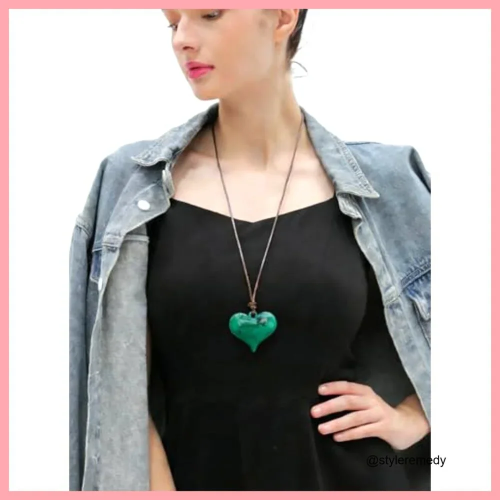 Faux Leather Long Pendant Choker Necklace Bohemian Layered Jewelry - Picture 2 of 7